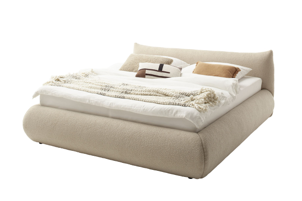 Lit coffre Livia – Lit premium avec tête de lit en tissu bouclette
