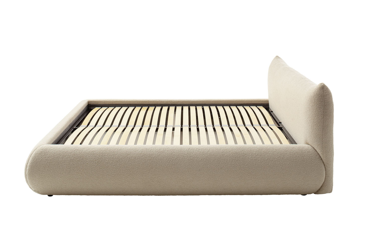 Lit coffre Livia – Lit premium avec tête de lit en tissu bouclette