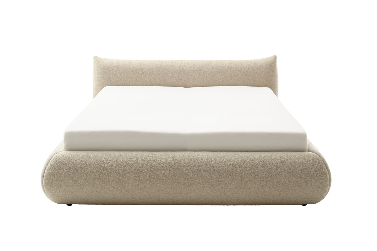 Lit coffre Livia – Lit premium avec tête de lit en tissu bouclette