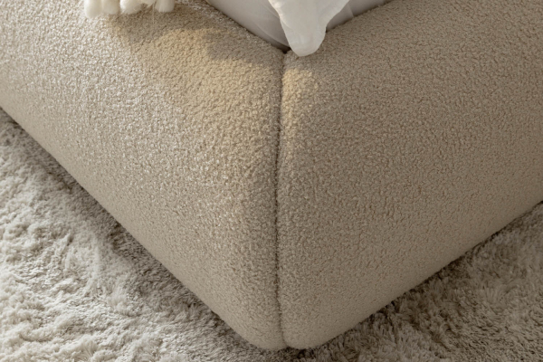 Lit coffre Livia – Lit premium avec tête de lit en tissu bouclette