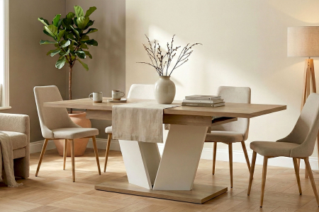 Table en bois avec rallonge 6-8 pers. fabriquée en France