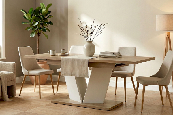 Table en bois avec rallonge 6-8 pers. fabriquée en France