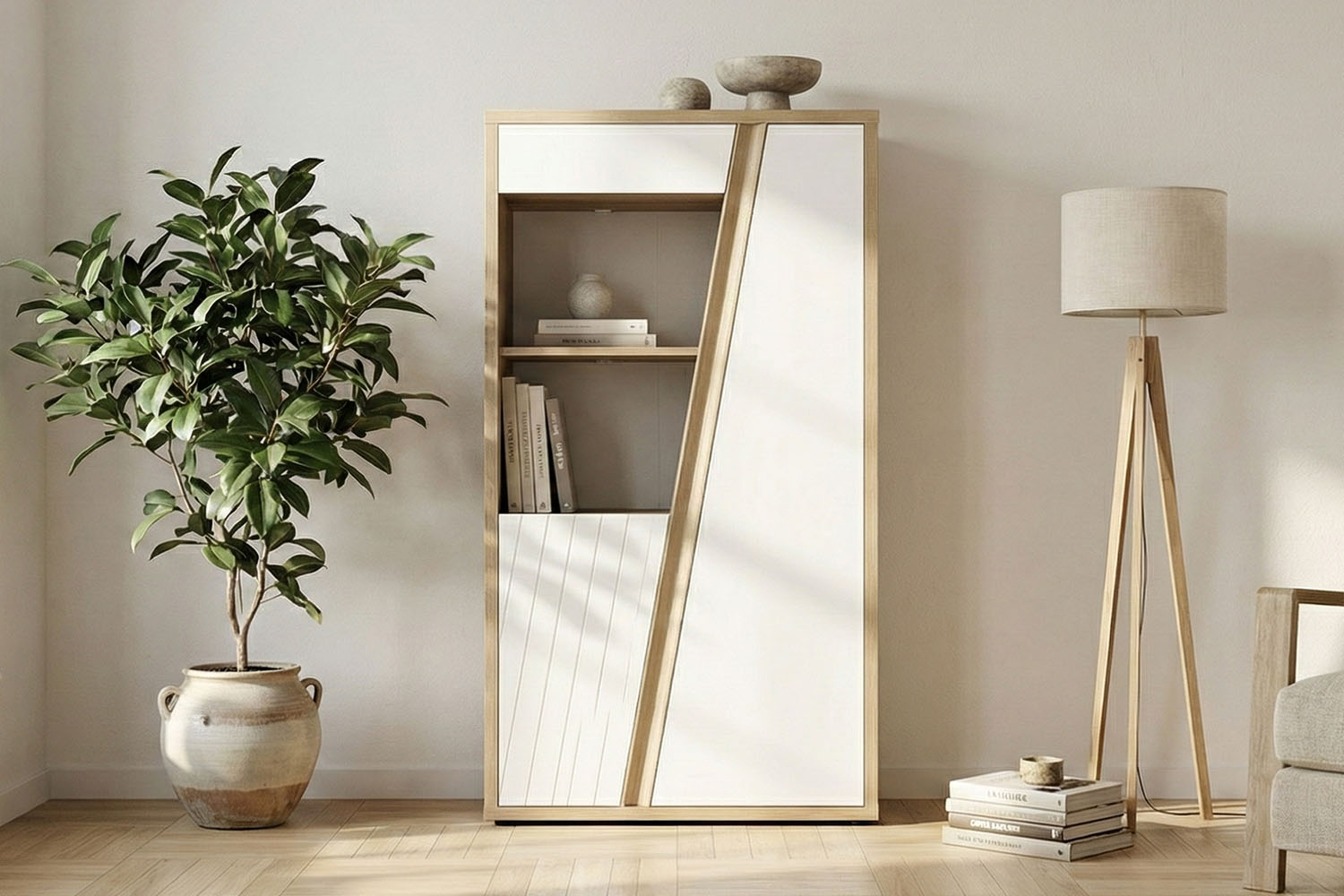 Vaisselier en bois 2 portes pratique et design, fabriqué en France