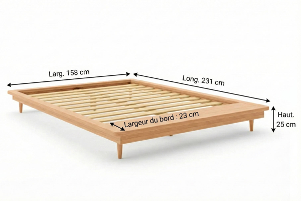 Lit double Anatole | Hêtre massif et style japonais