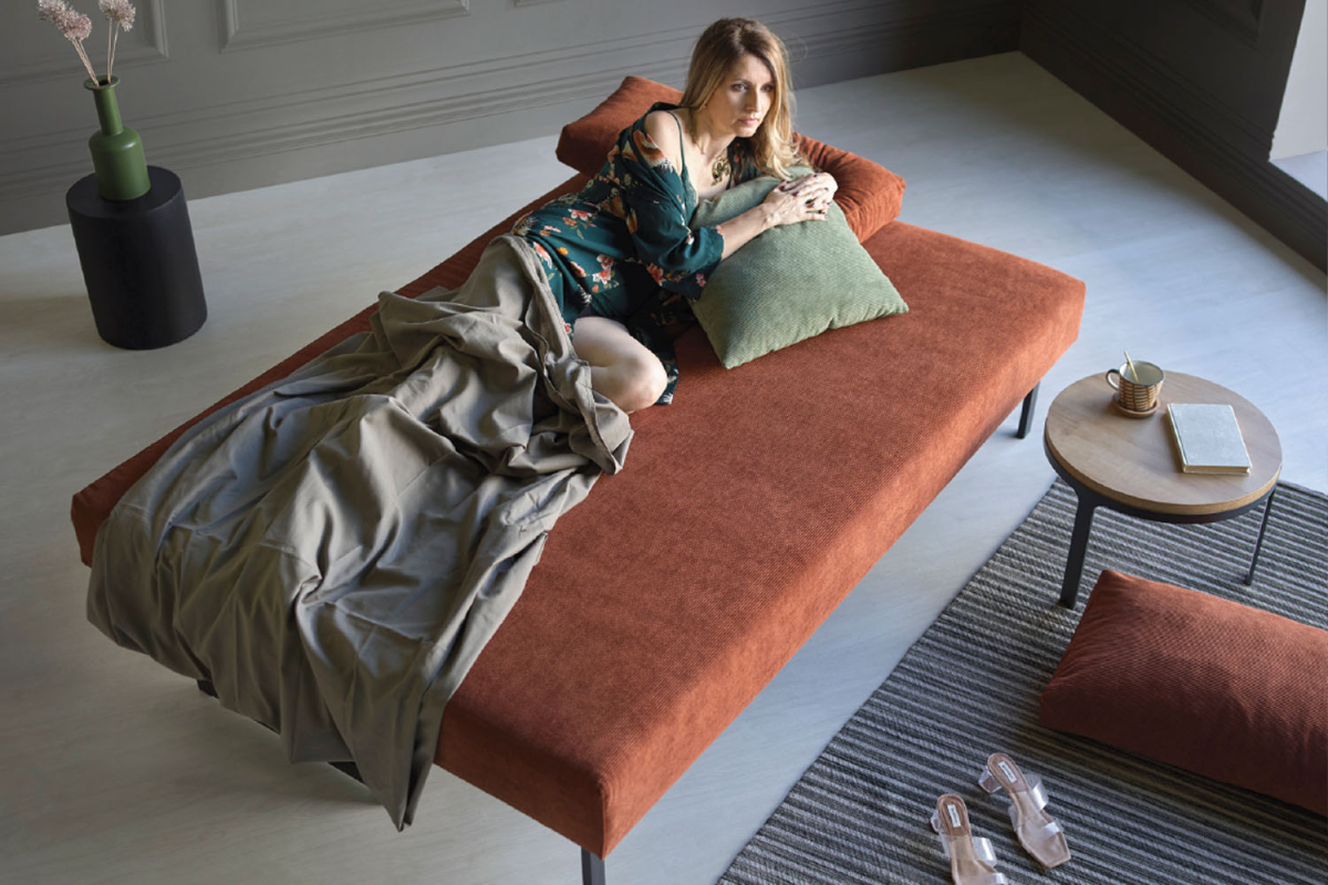 Canapé convertible 2 places tissu – Design épuré et couchage confortable
