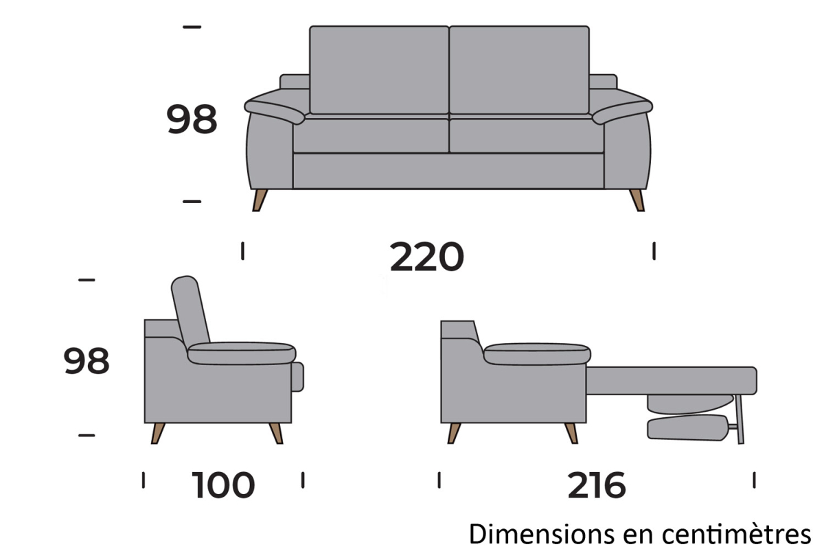 Canapé 2 places convertible ouverture express – Design et confort