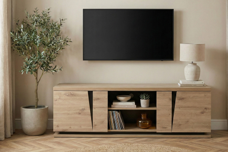 Meuble TV 2 portes pratique et design, fabriqué en France