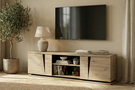 Meuble TV 2 portes pratique et design, fabriqué en France