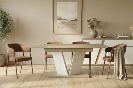 Table en bois avec rallonge 6-8 pers. fabriquée en France