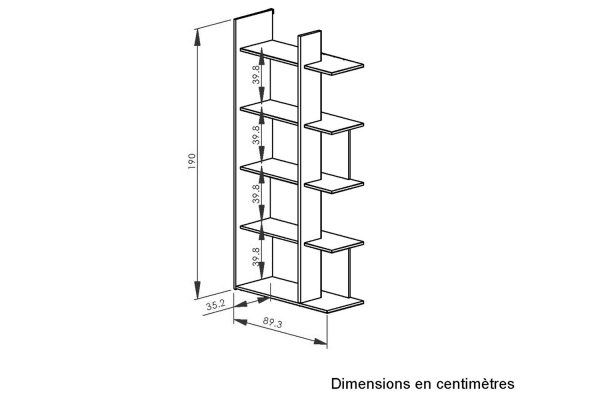 Bibliothèque 5 étagères Kea | Fabrication française