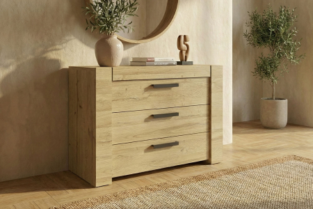 Commode 3 tiroirs en bois chêne Elias | Fabriquée en France