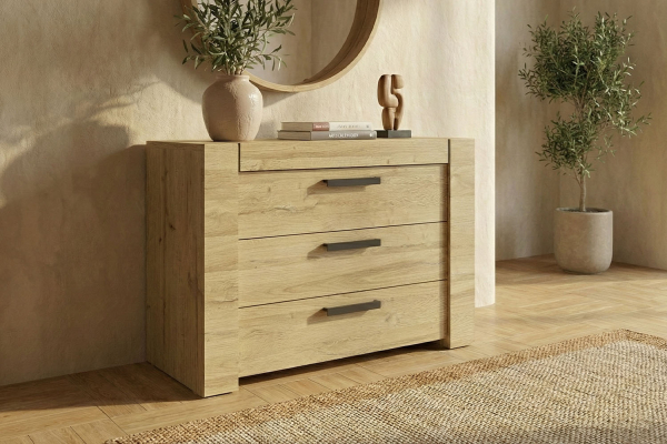 Commode 3 tiroirs en bois chêne Elias | Fabriquée en France