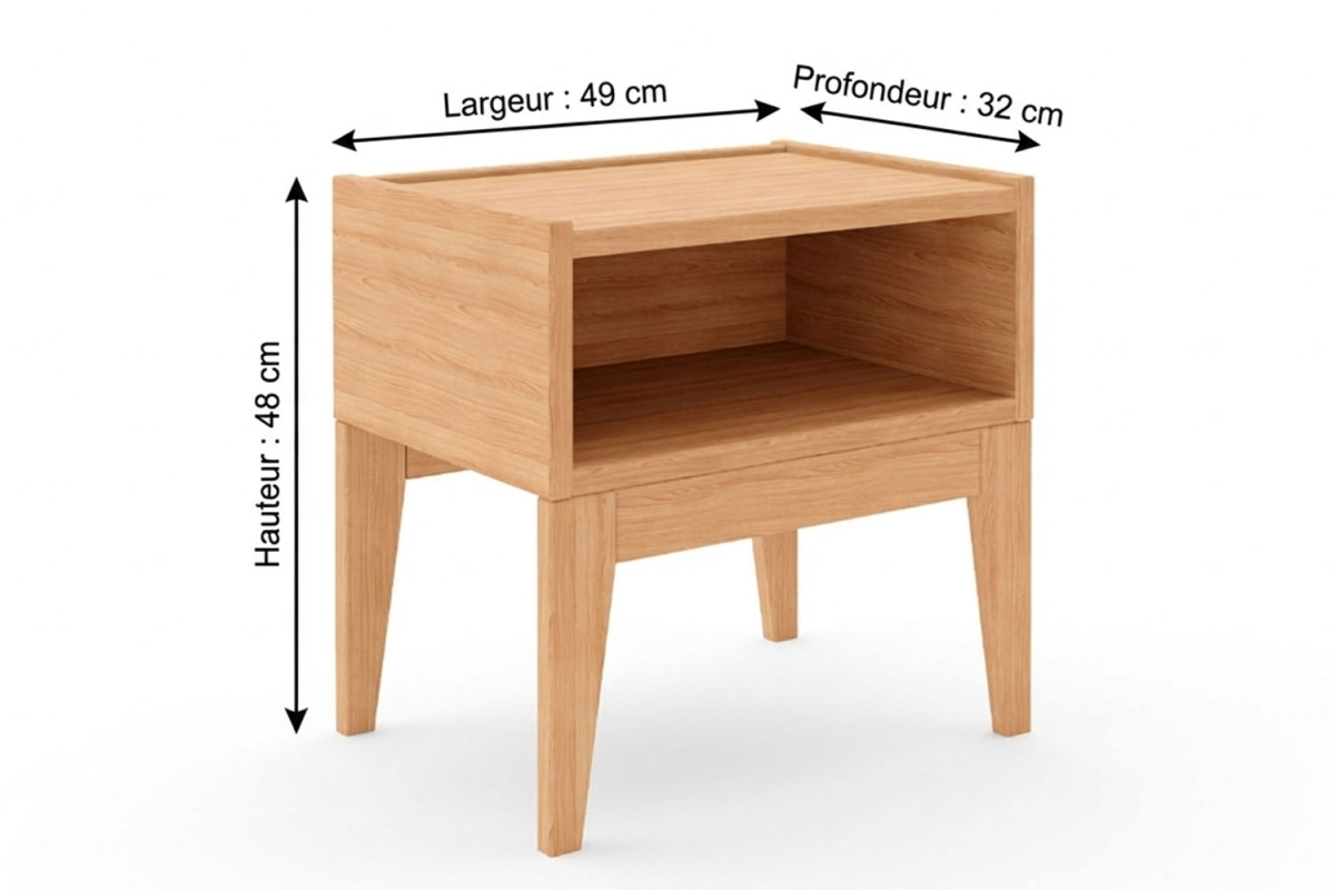 Table de chevet Eden | Hêtre massif naturel fabriqué en France