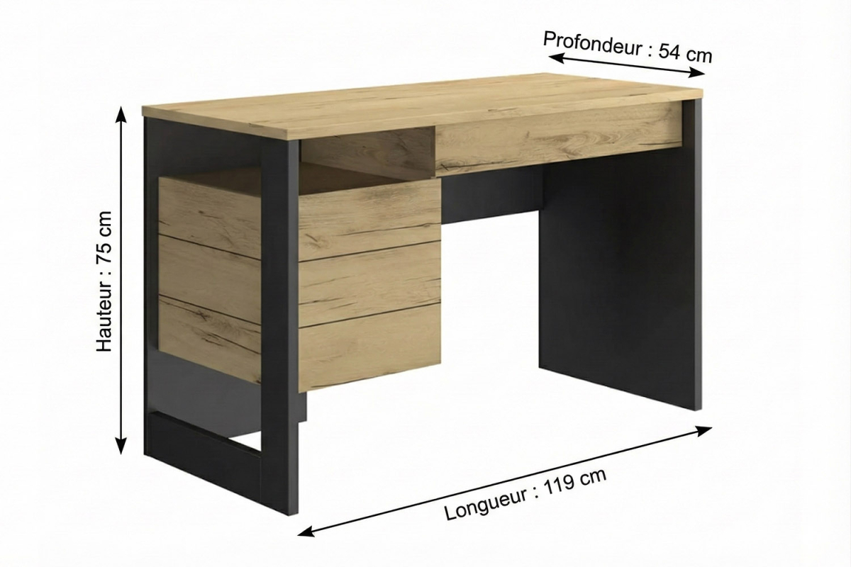 Bureau 1 porte 1 tiroir Bruges | Fabrication française