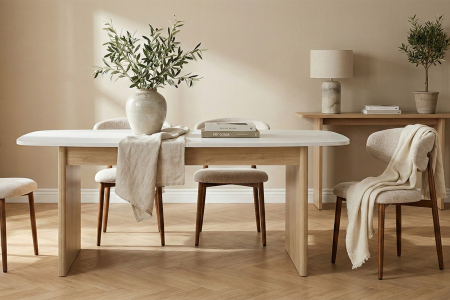 Table avec rallonge effet pierre 8-10 pers, fabriquée en France