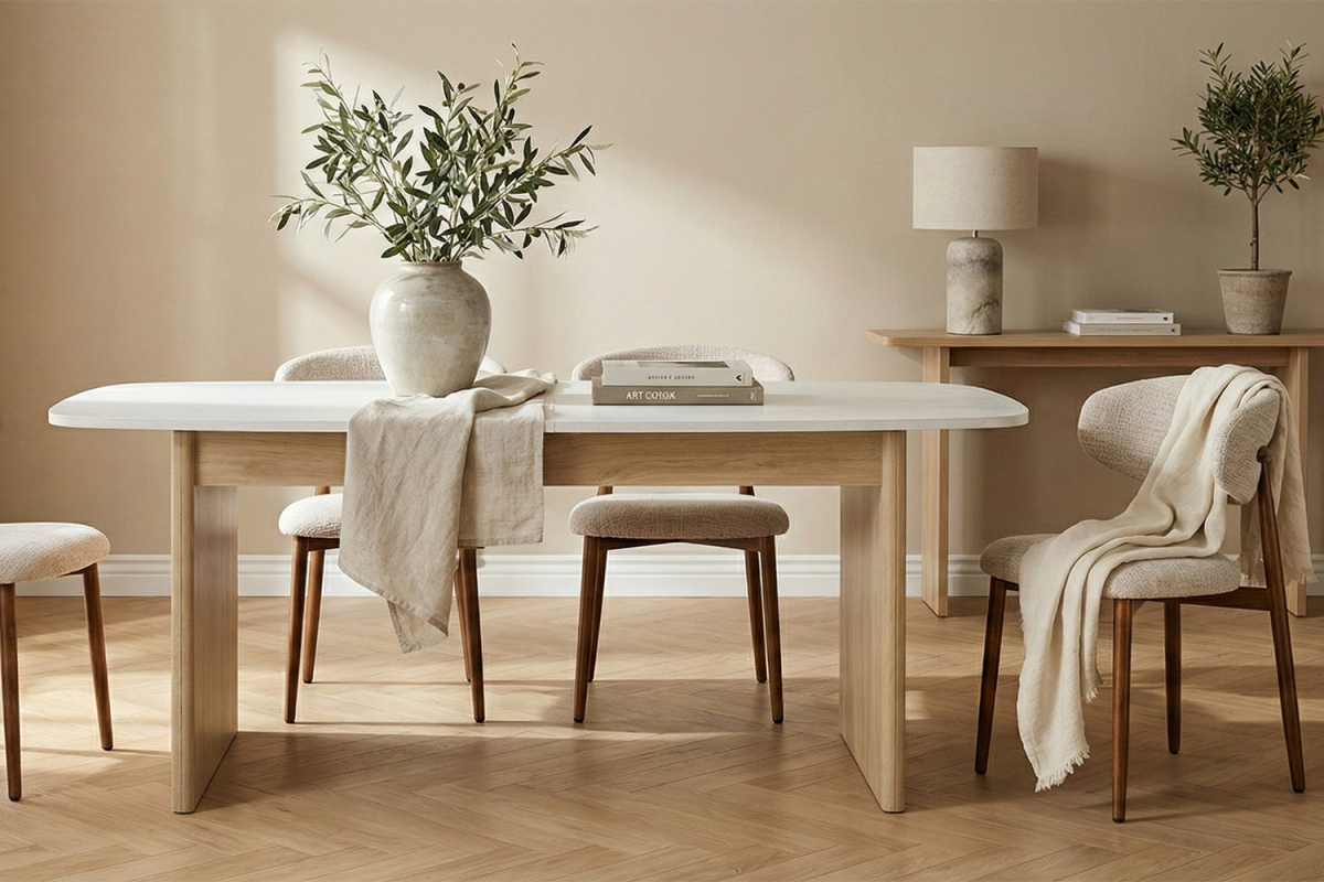 Table avec rallonge effet pierre 8-10 pers, fabriquée en France