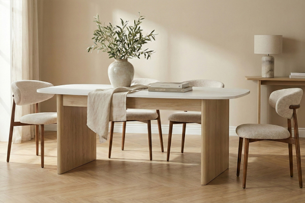 Table avec rallonge effet pierre 8-10 pers, fabriquée en France
