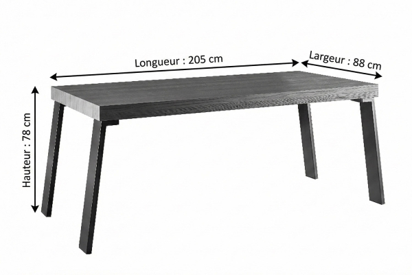 Table à manger pieds métal 6-8 personnes Onyx – Style moderne et convivialité