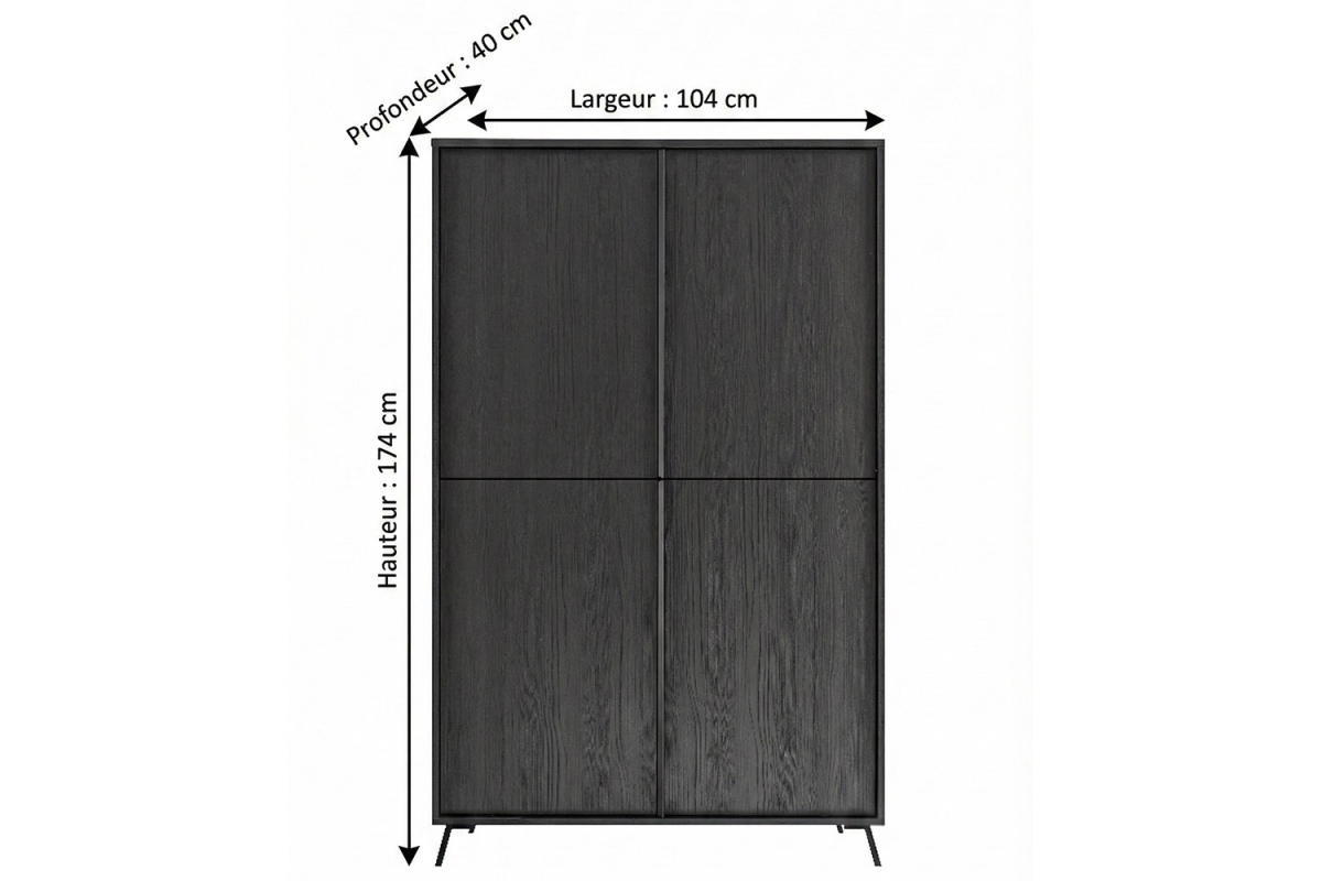 Buffet haut 2 portes Onyx – Rangement moderne et design