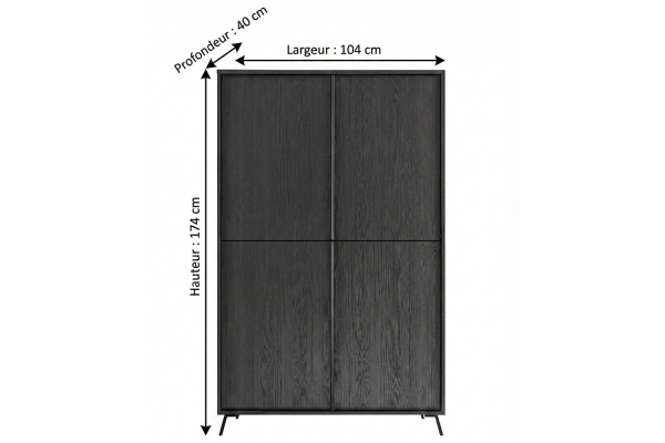 Buffet haut 2 portes Onyx – Rangement moderne et design