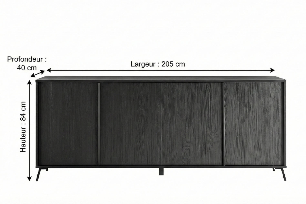 Buffet 4 portes 205 cm Onyx – Élégance, rangement et design