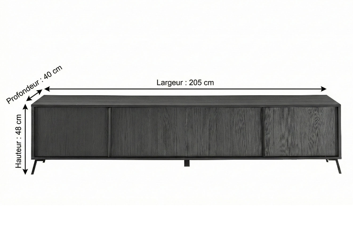 Meuble TV 4 portes 205 cm Onyx – Design et élégance pour votre salon