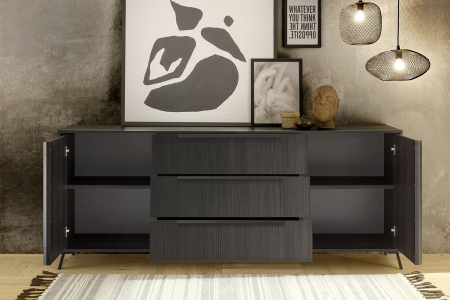 Buffet 2 portes 3 tiroirs 205 cm Onyx – Rangez avec style !
