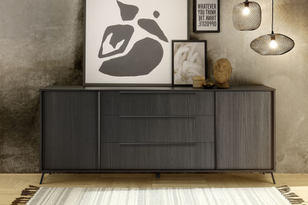 Buffet 2 portes 3 tiroirs 205 cm Onyx – Rangez avec style !