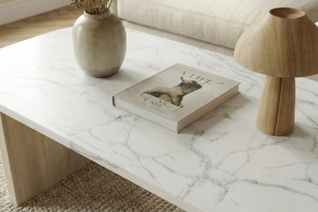 Table basse effet marbre design et pratique, fabriqué en France