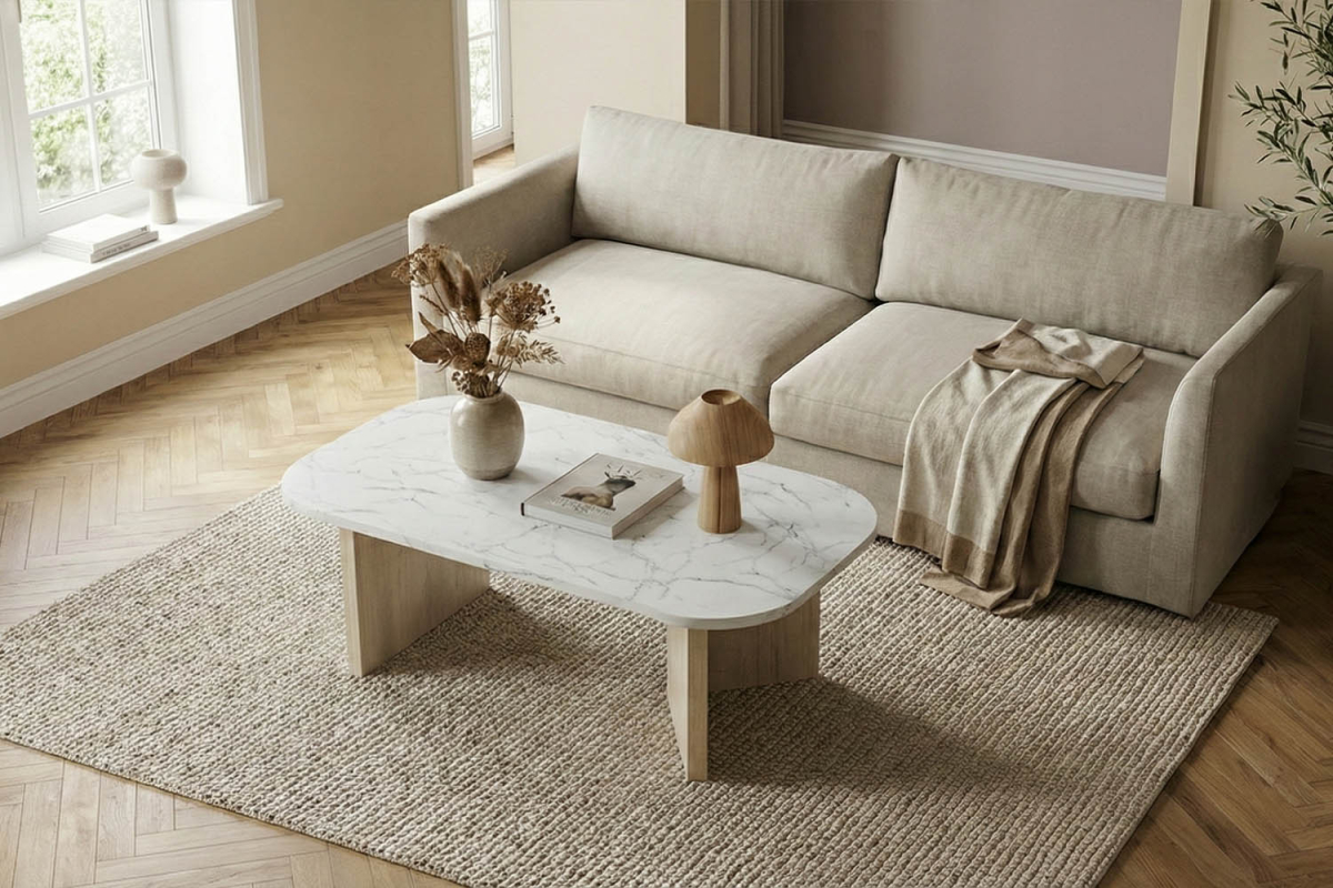 Table basse effet marbre design et pratique, fabriqué en France