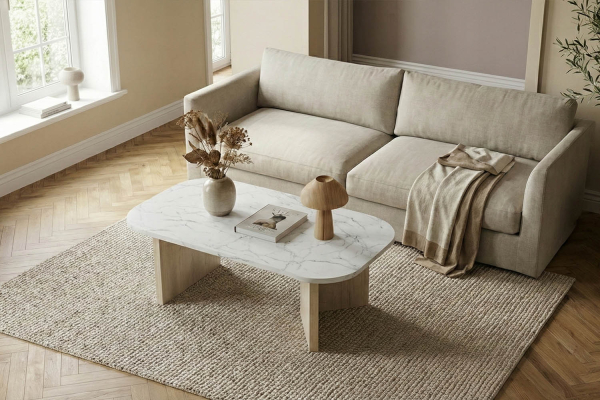 Table basse effet marbre design et pratique, fabriqué en France