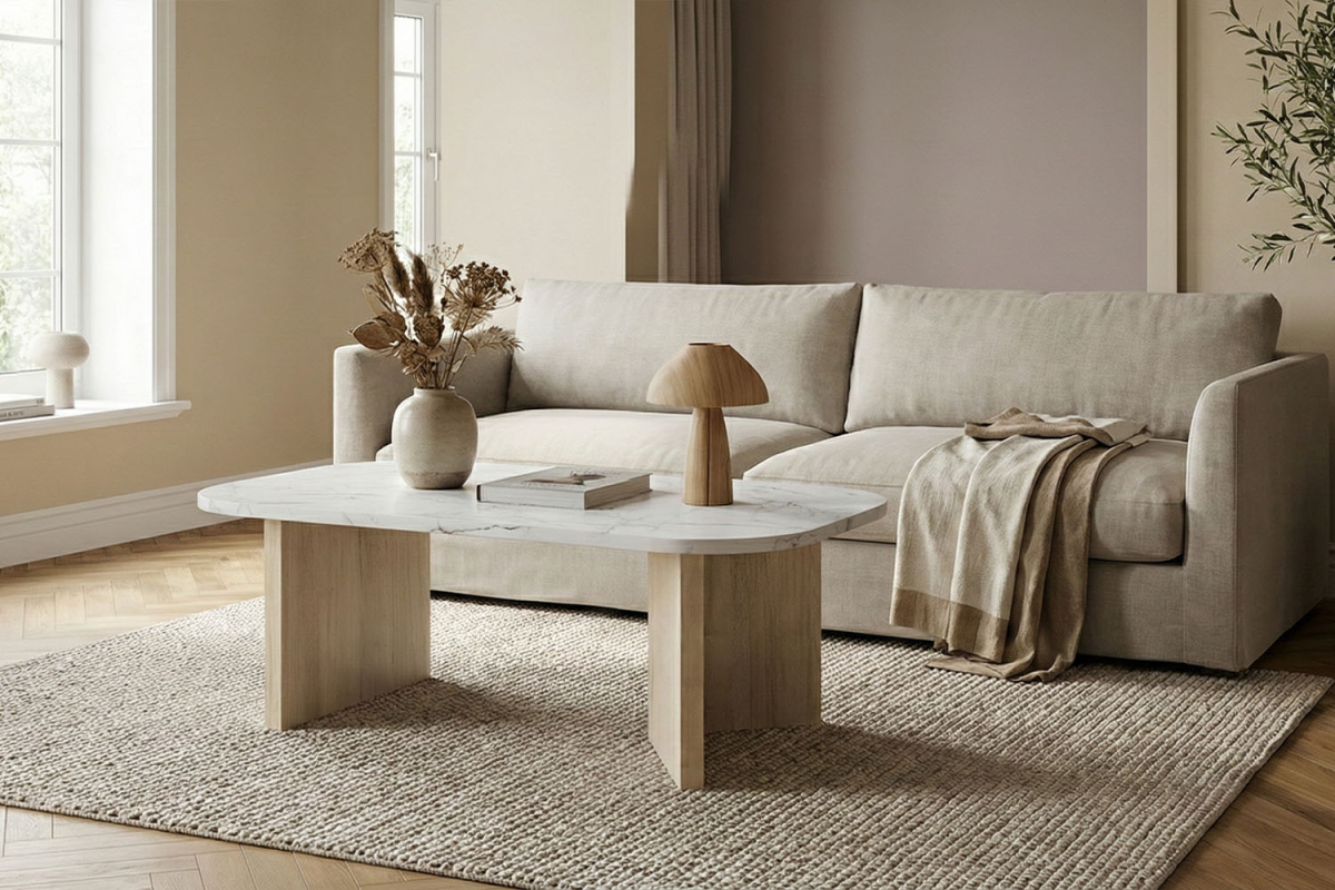 Table basse effet marbre design et pratique, fabriqué en France