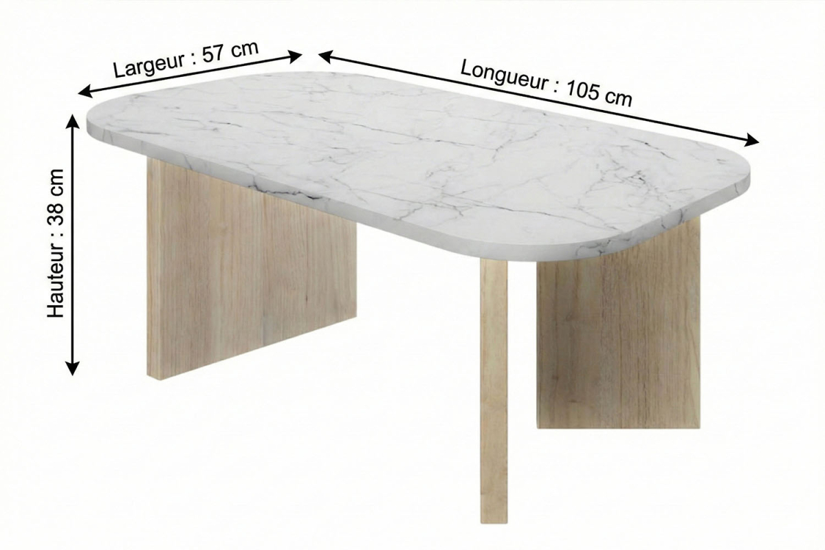 Table basse effet marbre design et pratique, fabriqué en France
