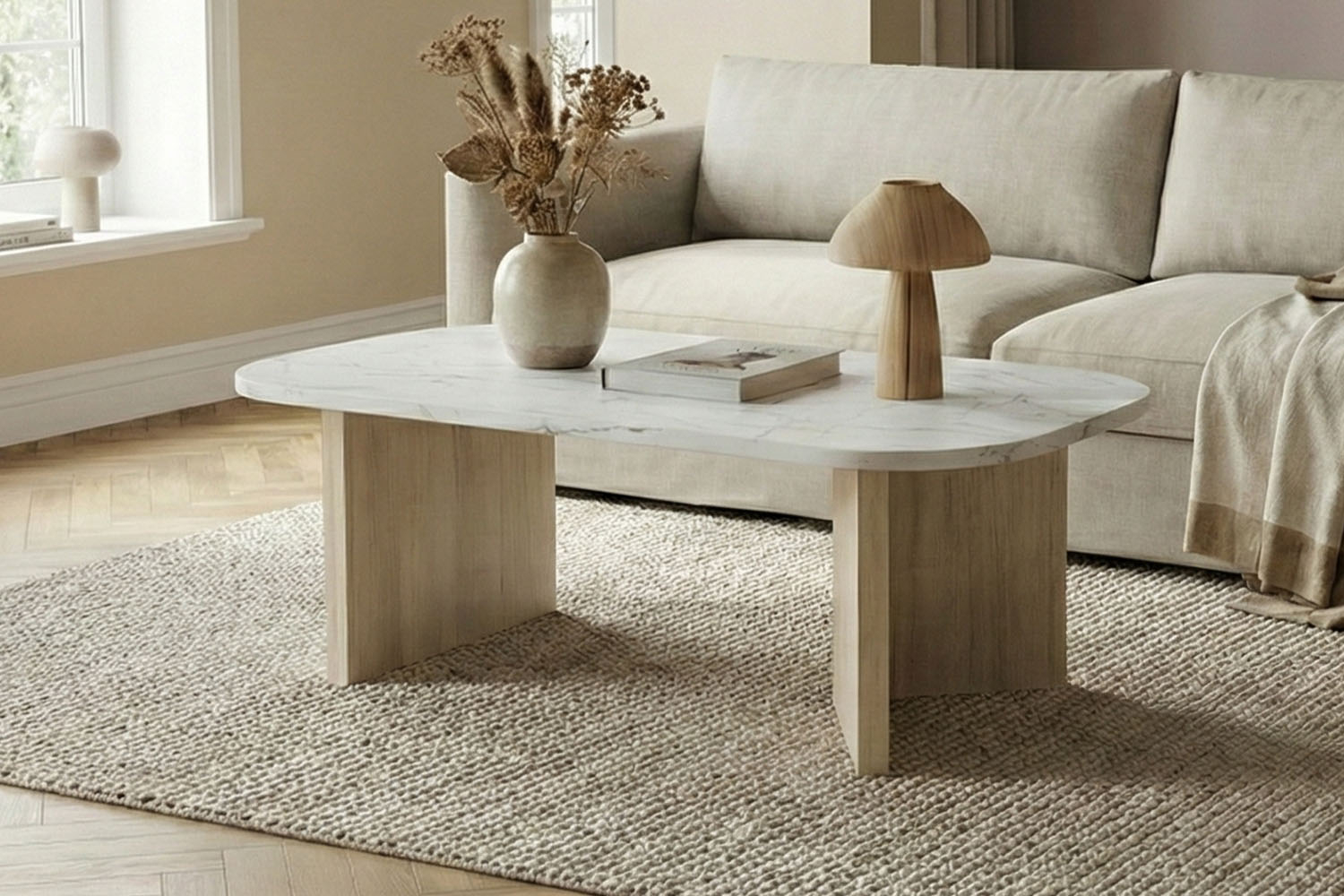 Table basse effet marbre design et pratique, fabriqué en France