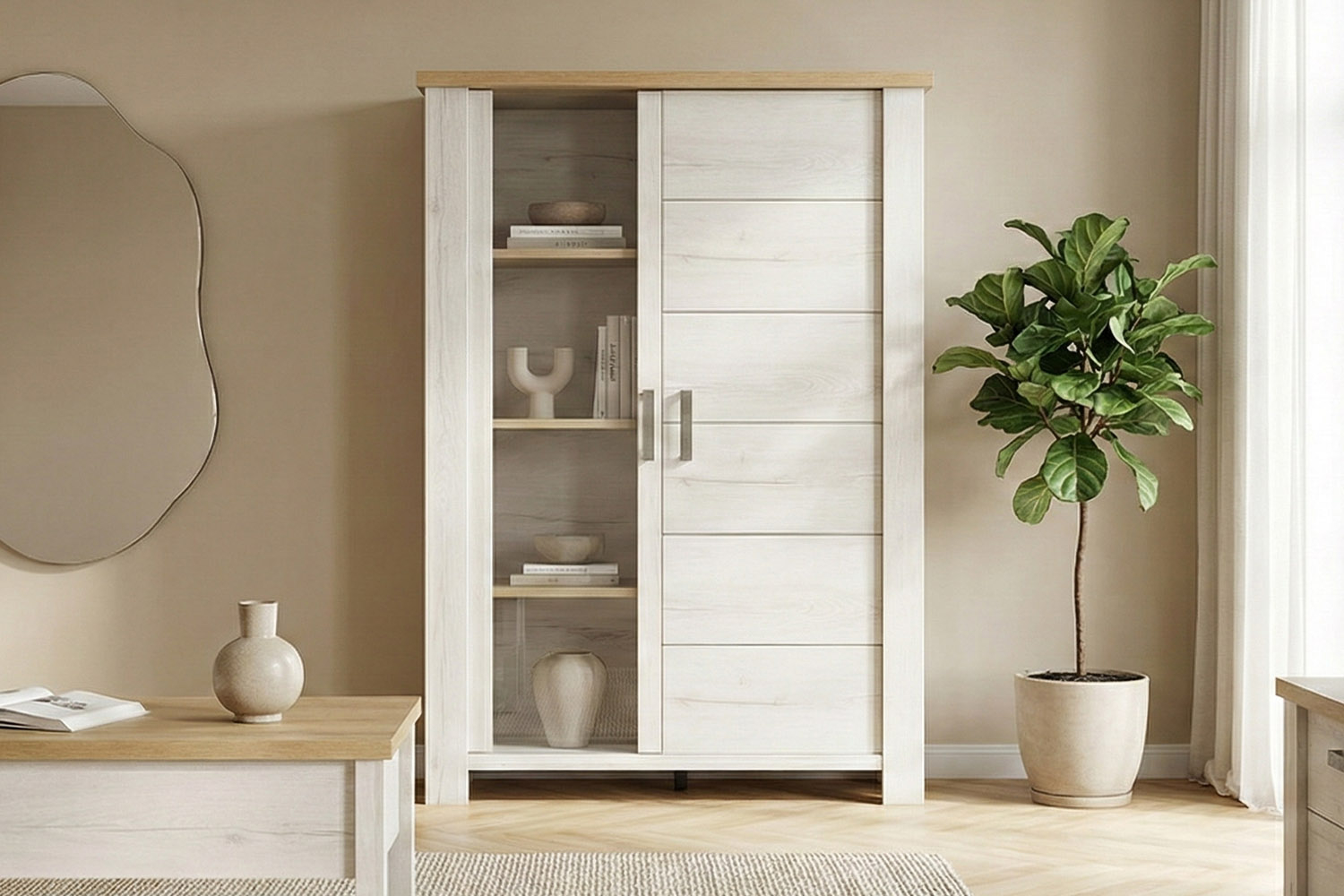 Vaisselier en bois 2 portes solide, durable et élégant