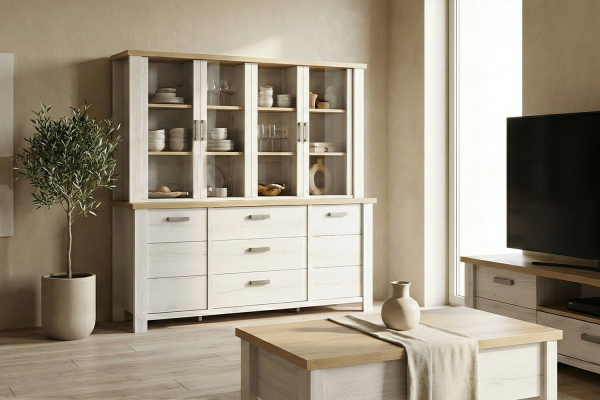 Surmeuble 4 portes pour buffet en bois, fabriqué en France