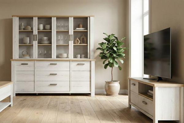 Surmeuble 4 portes pour buffet en bois, fabriqué en France