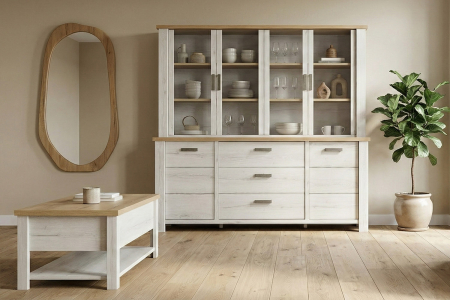 Surmeuble 4 portes pour buffet en bois, fabriqué en France