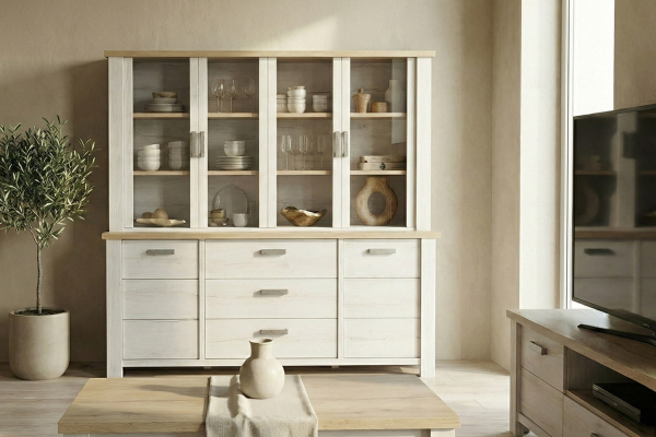 Surmeuble 4 portes pour buffet en bois, fabriqué en France