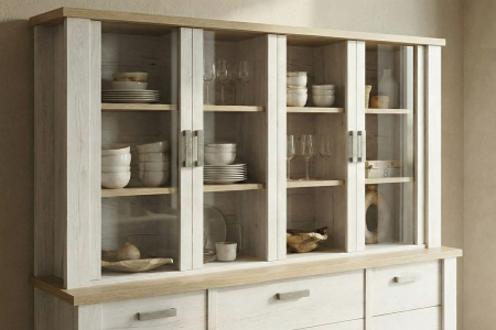 Surmeuble 4 portes pour buffet en bois, fabriqué en France