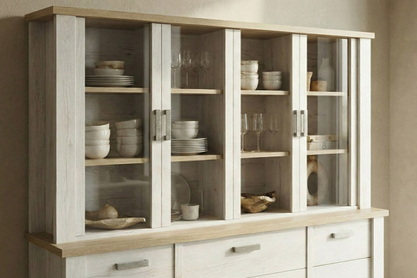 Surmeuble 4 portes pour buffet en bois, fabriqué en France