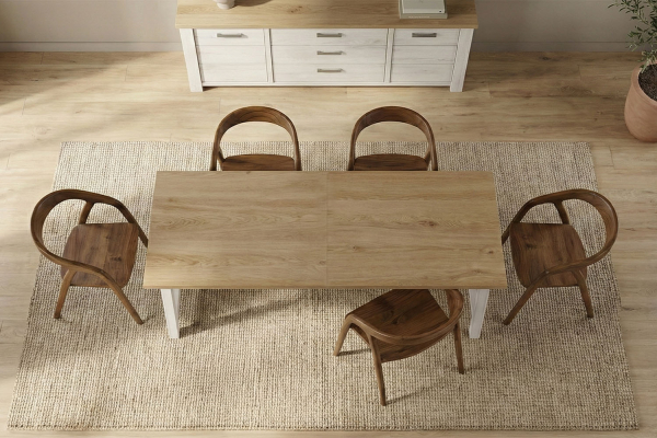 Table en bois avec rallonge 8-10 pers, fabriquée en France