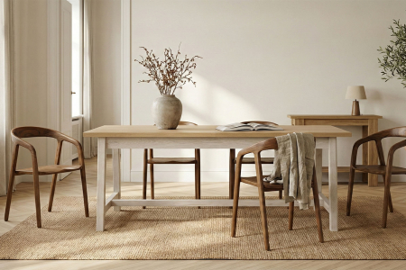 Table en bois avec rallonge 8-10 pers, fabriquée en France
