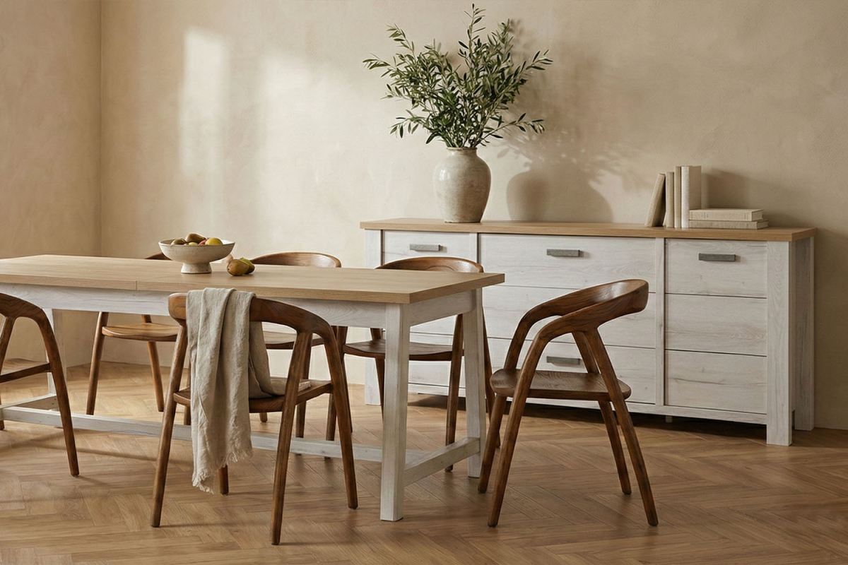 Buffet en bois 2 portes 3 tiroirs élégant et pratique
