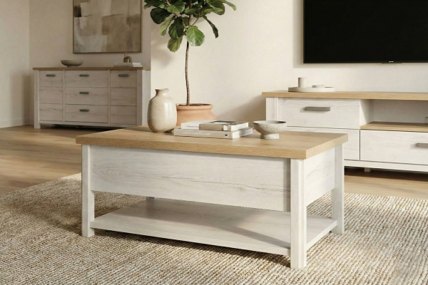 Buffet en bois 2 portes 3 tiroirs élégant et pratique