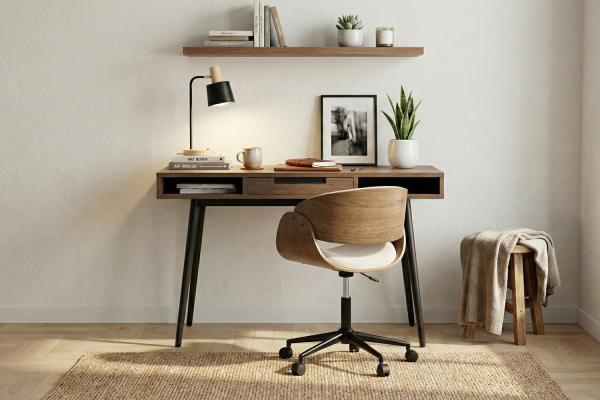 Bureau 1 tiroir Arles | Chêne ou Noyer, fabriqué en France