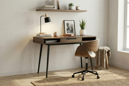 Bureau 1 tiroir Arles | Chêne ou Noyer, fabriqué en France