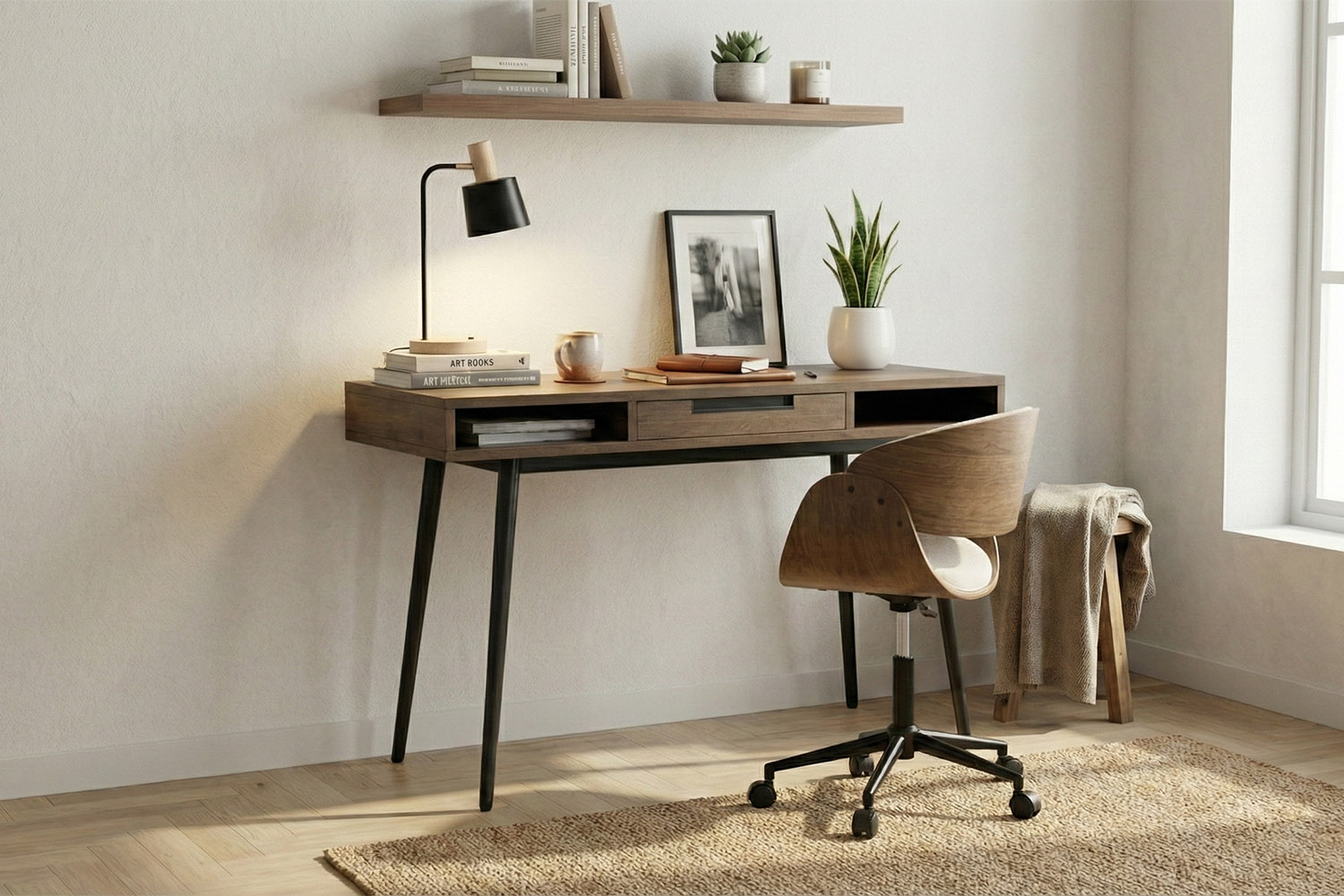 Bureau 1 tiroir Arles | Chêne ou Noyer, fabriqué en France