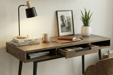 Bureau 1 tiroir Arles | Chêne ou Noyer, fabriqué en France