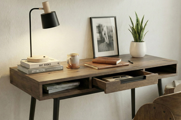 Bureau 1 tiroir Arles | Chêne ou Noyer, fabriqué en France